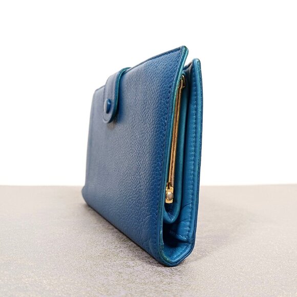 🔥💎 Chanel Caviar Kiss Lock Leather CC Logo Long Wallet Purse Blue Full set - Picture 8 of 16